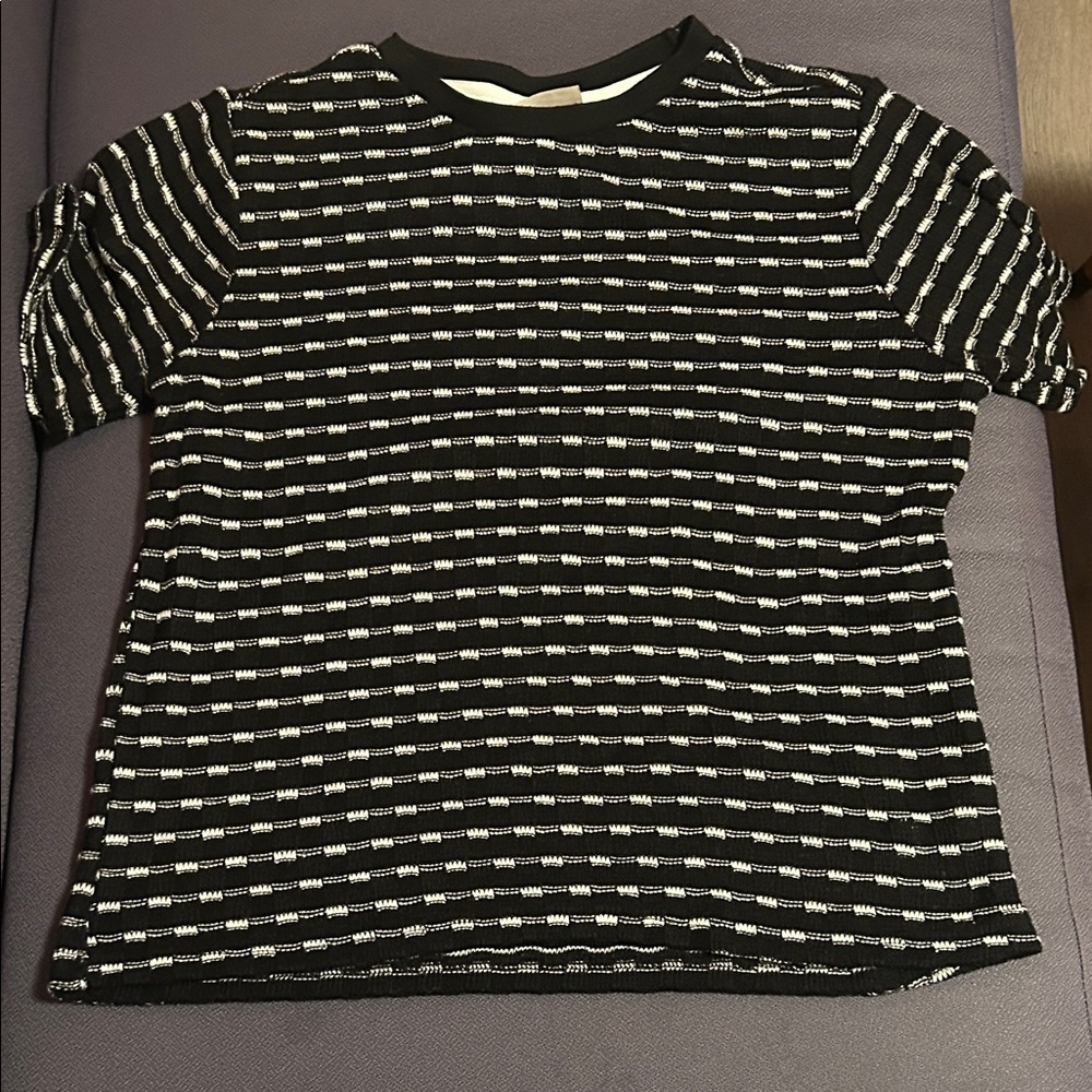 Black and White Striped Knit Top